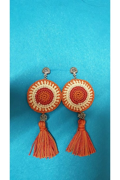Happy Threads Crochet Earrings-Orange